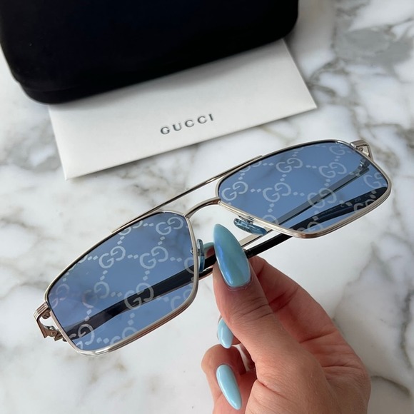 NEW Gucci GG0941S Silver Logo Mirror Aviator Sunglasses - Picture 5 of 12